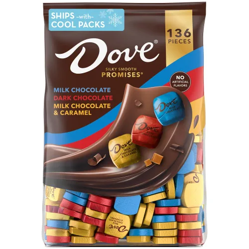 Miniatura 9 de DOVE PROMISES Bolsa de paquete a granel de caramelos de chocolate con leche envueltos individualmente (38.09 oz, 136 piezas)