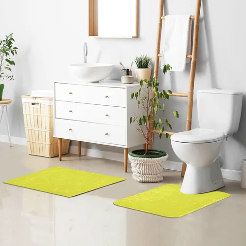Miniatura 7 de Alfombra de baño amarilla, suave, absorbente, lavable a máquina, juego de alfombras de baño antideslizantes para puerta de baño, dormitorio