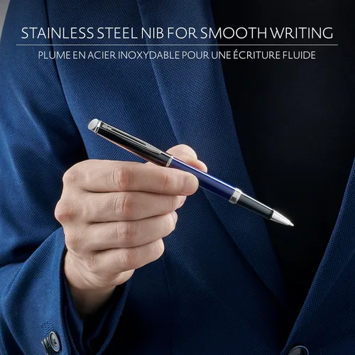 Miniatura 4 de Waterman Hémisphère - Bolígrafo, laca negra y blanca con borde recubierto de paladio, punta fina, tinta negra, caja de regalo - Elegantes elementos