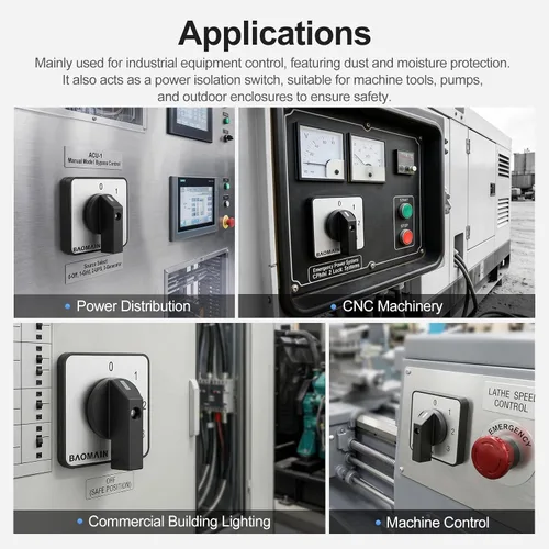 Miniatura 8 de Baomain Interruptor de cambio rotativo, 20A 3 posiciones, selector de leva de 8 terminales con selección de circuito 1-0-2, certificado UL
