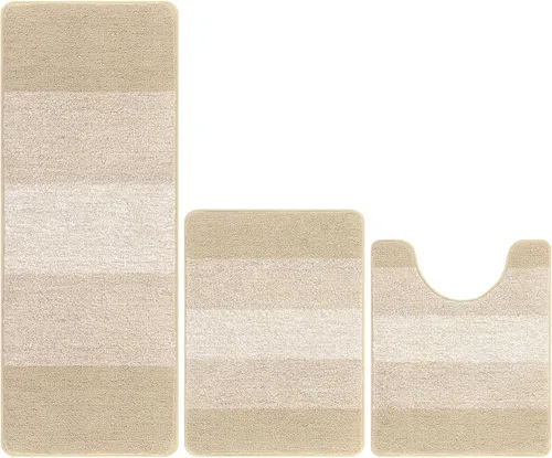 Miniatura 9 de Pauwer Juego de 3 alfombras de baño antideslizantes y lavables, de microfibra, absorbentes, extra suaves, de secado rápido, tapete de ducha