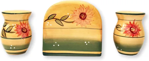 Miniatura 8 de ACK Viva Collection - Juego de sal y pimienta de cerámica pintada a mano con lunares rojos, recargable, 3-1/2 pulgadas de alto, decoración de cocina