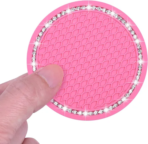 Miniatura 4 de Wisdompro - Posavasos para automóvil, paquete de 2 posavasos de PVC para automóvil, antideslizantes, accesorios universales para el interior del Rosa