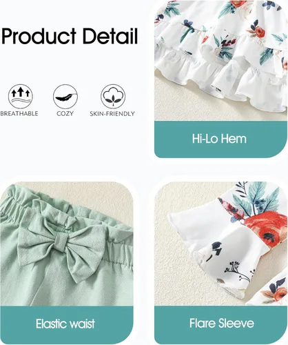 Miniatura 111 de Kucnuzki Conjunto de ropa para bebé niña pequeña, camisa de manga con volantes, pantalón floral, ropa de otoño e invierno para niña