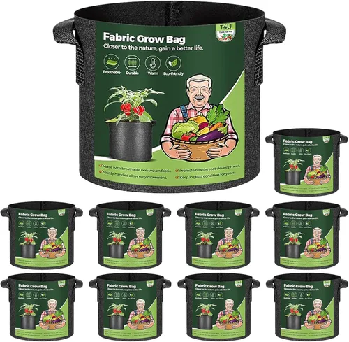 Miniatura 9 de T4U Bolsas de cultivo de 10 galones, macetas de tela para plantas, macetas de patatas, bolsas de jardín para cultivar verduras, bolsas de cultivo