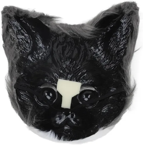 Miniatura 3 de GREUS Máscara de gato de felpa peluda de Halloween, disfraz de animal realista para hombres y mujeres