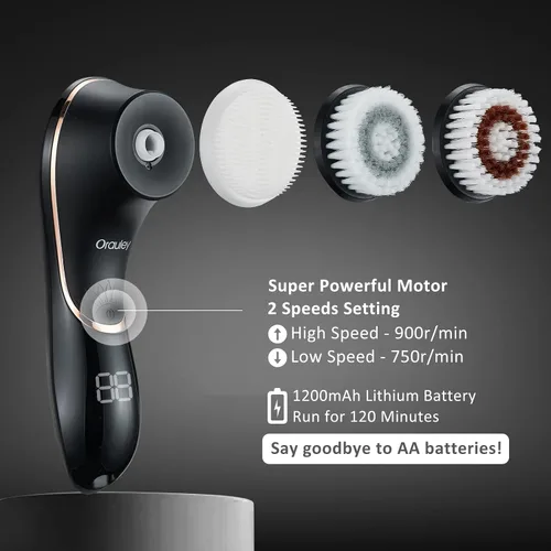 Miniatura 6 de Cepillo de limpieza facial, limpiador facial eléctrico recargable, IPX-7, limpiador giratorio impermeable para exfoliación, masaje y limpieza