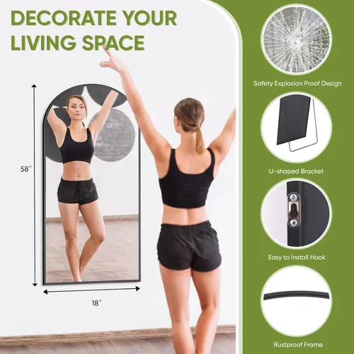 Miniatura 4 de Espejo de Cuerpo Completo 58" L x 18" Espejo de Pie de Cuerpo Completo para Dormitorio, Sala de Estar, Gimnasio, Dormitorio - Resistente a Roturas