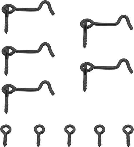 Miniatura 7 de Waziaqoc Pestillo de gancho y ojal de 1.5 pulgadas (5 unidades), cerradura de puerta de granero de hierro resistente, cerradura de privacidad