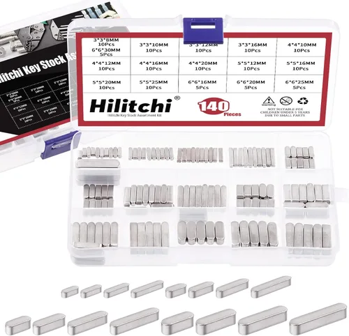 Hilitchi Juego de llaves de plumas de acero inoxidable 304, 140 unidades, 16 tamaños, 0.118 in, 0.157 in, 0.197 in, 0.236 in, llave, llave, eje de