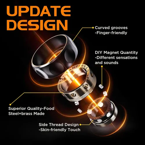 Miniatura 2 de Fidget Spinner para aliviar el estrés – Anillo Fidget magnético DIY con sonidos atractivos, juguetes EDC de acero inoxidable para adultos y plateado