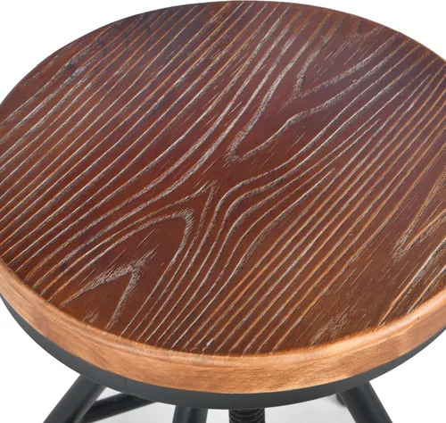 Miniatura 6 de Taburete de bar industrial vintage con altura ajustable, taburete de cocina estilo francés de granja, silla giratoria, madera maciza Chiar, fácil