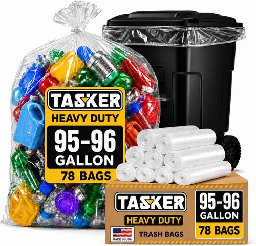 Miniatura 9 de Bolsas de basura transparentes de 95 a 100 galones resistentes MegaPack 78 bolsas Bolsas de basura extragrandes de 95 a 96 galones, bolsas