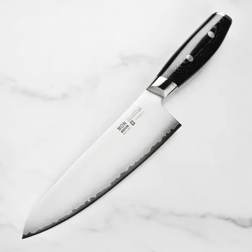 Miniatura 2 de Yaxell Mon - Cuchillo de chef de 8 pulgadas, fabricado en Japón, Gyuto de acero inoxidable VG10 con mango de micarta
