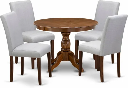 Miniatura 20 de East West Furniture HBAB3-ABK-24 Hartland - Juego de habitación de 3 piezas que contiene una mesa de comedor redonda con pedestal y sillas tapizadas
