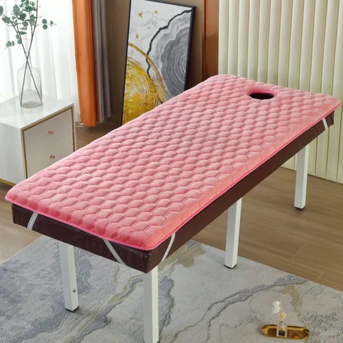 Miniatura 11 de Cubrecolchón de mesa de masaje de 2.0 in/2.8 in de grosor, funda de colchón trapezoidal para cama de salón de belleza, sábanas con agujeros de Gris