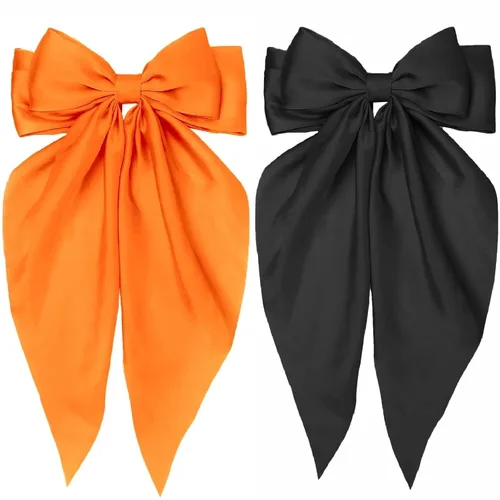 Miniatura 7 de Tobeffect Pinzas para el cabello, lazos para el cabello para mujeres y niñas, de satén sedoso, pinzas para el cabello con lazo grande, color rojo