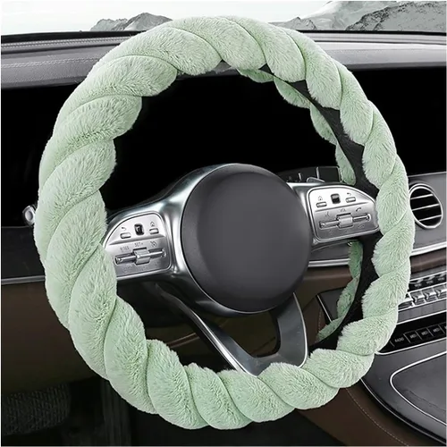 Miniatura 11 de KVAEY - Funda para volante de coche de felpa suave, de 15 pulgadas, antideslizante y redonda, protector de volante de invierno, funda de volante