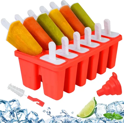 Moldes de paletas de silicona de 12 cavidades, molde de paleta de hielo casero para niños, adultos y adolescentes, moldes de helado libres de BPA