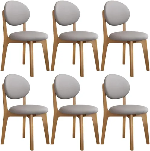 Miniatura 22 de YVYKFZD Juego de sillas de comedor, sillas de cocina de madera maciza, silla de comedor de granja con respaldo curvo, silla tapizada de cuero