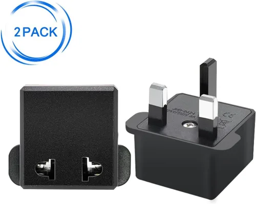 Miniatura 2 de (Negro-2 piezas) US/EU a UK Enchufes Adaptador de enchufe UE a Reino Unido Enchufes convertidor de corriente Enchufes de 2 pines Enchufe de EE.UU. a