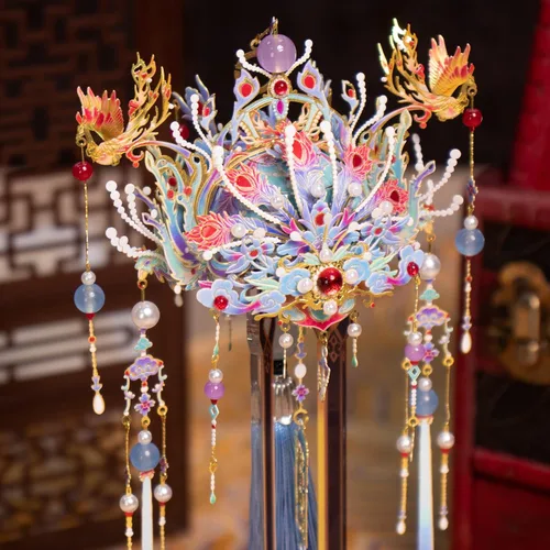 Miniatura 3 de MU Rompecabezas de metal 3D DIY Kits de modelo Phoenix Coronet Series E Yuanchu, cultura china miniatura rompecabezas de construcción DIY Sets