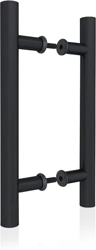JUBEST Manija de puerta de granero de 12 pulgadas, pasamanos de puerta corredera en forma de H de doble cara, manijas de puerta batiente Negro mate