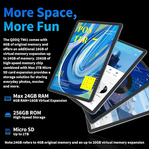Miniatura 3 de Tablet Android de 15 pulgadas, tableta con teclado 2025, 24GB+256GB+2TB expandible, tabletas 2 en 1 con 8 núcleos, WiFi 5G, 8000mAh, BT5.0
