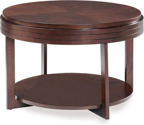 Miniatura 9 de Leick Home 10109-CH Mesa de centro ovalada pequeña con estante, color cereza chocolate Nuez pacana