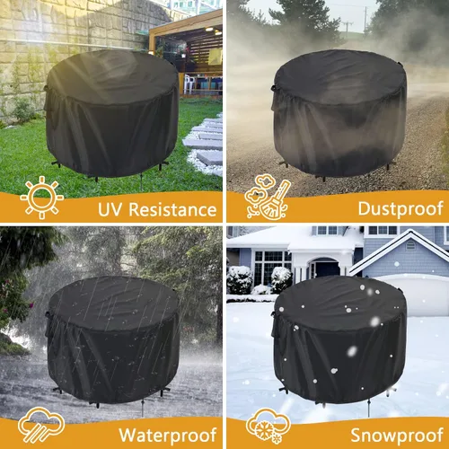Miniatura 6 de Kingling Fundas impermeables para muebles de patio, fundas redondas para mesa de patio de 42 pulgadas, resistentes al aire libre, para comedor