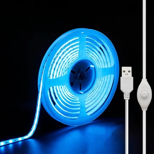 Miniatura 13 de Tira de luces LED de 5V USB, tira de luz COB de 1 m blanca, tira de luz LED corta, tira de luz LED brillante flexible de 5V para debajo del Blanco