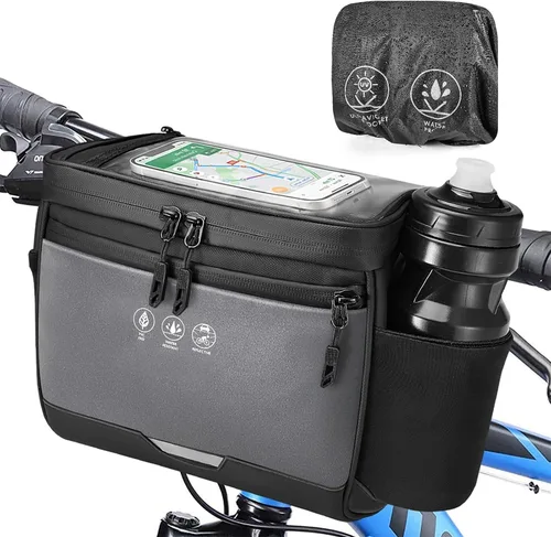 WOTOW Bolsa para Manillar Delantero de Bicicleta - Bolsas de Canasta para Manillar de Bicicleta Grande Reflectante Impermeable Alforja de