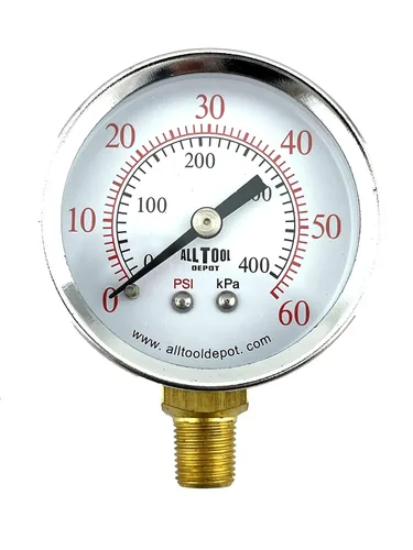 Miniatura 15 de Manómetro de presión de aire de 2" Montaje lateral inferior 1/4" NPT 2" Dial - 0 a 200 PSI