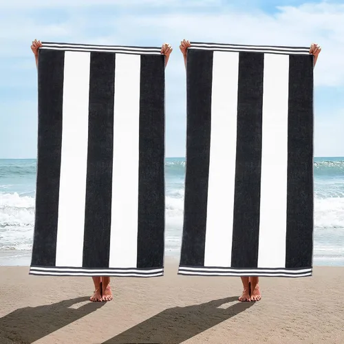 Miniatura 50 de Superior Juego de toallas de playa de algodón de gran tamaño de 4 piezas, toallas absorbentes para baño, playa, piscina, natación, adultos, niños