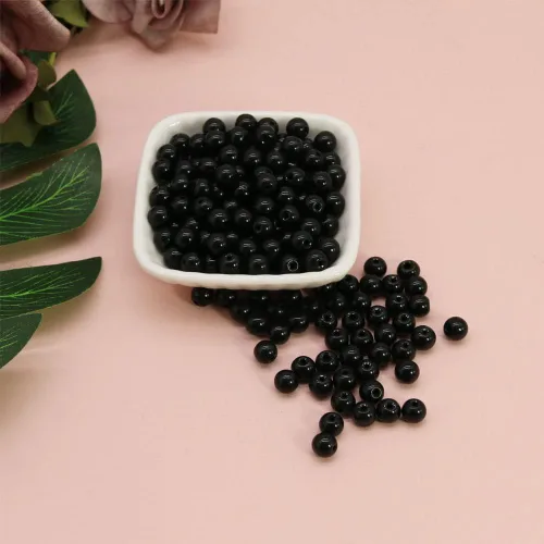 Miniatura 6 de 600 cuentas redondas de cristal negro a granel, cuentas de jade imitativo, cuentas de lava, cuentas sueltas para hacer joyas, aretes, collares