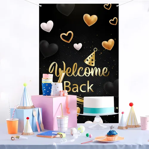 Miniatura 5 de Cartel de bienvenida para puerta, decoración de cubierta de puerta de fiesta de regreso a casa, fiesta de jubilación, fondo de fondo para cabina