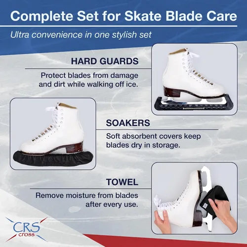 Miniatura 2 de CRS Cross - Juego de regalo de protectores de patines sobre hielo, guardas de tela y toallas, cubiertas suaves para cuchillas de patinaje artístico