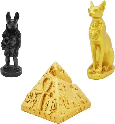 Miniatura 7 de Faraón del Antiguo Egipto para acuario, decoración de pecera, decoración (juego de 3) Esfinge, momia, sacerdote, cráneo, escultura, reptil, tortuga