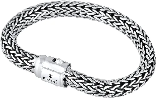 Miniatura 2 de kuzzoi Pulsera redonda bizantina de plata de ley 925 para hombre, longitud 7,48 pulgadas - 9,05 pulgadas, ancho 0,35 pulgadas, 1.87 onzas