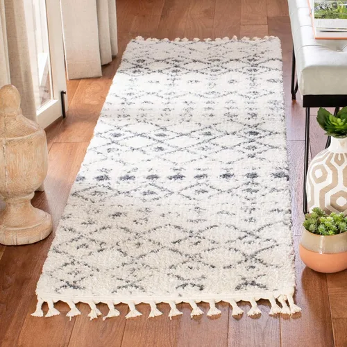 Miniatura 10 de SAFAVIEH Berber Fringe Shag Collection - Alfombra decorativa de 2 pies 2 pulgadas x 4 pies, color crema y gris oscuro, diseño que no desprende