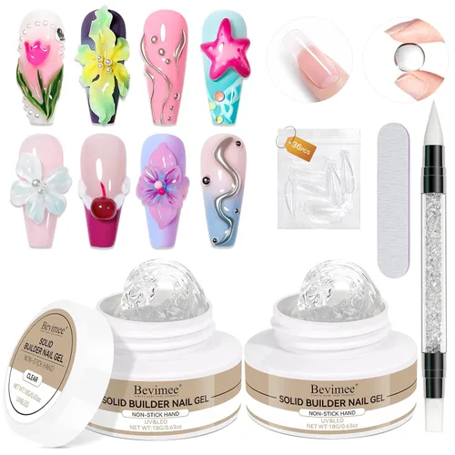Miniatura 18 de Gel para esculpir 3D transparente para arte de uñas, 0.46 onzas de gel sólido para uñas, gel duro no pegajoso, moldeo a mano, tallado para esculpir
