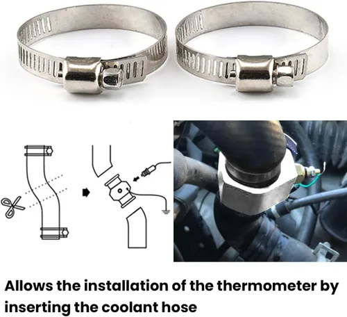 Miniatura 3 de zipelo Tubo de Junta de Temperatura de Agua, Adaptador de Sensor de Temperatura de Agua de Aleación de Aluminio para Automóvil, Abrazaderas