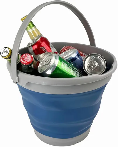 Miniatura 4 de SAMMART Cubo de plástico plegable de 10 L (2.6 galones), bañera redonda plegable con asa, cubo de pesca portátil, cubo de agua, ahorro desplegable