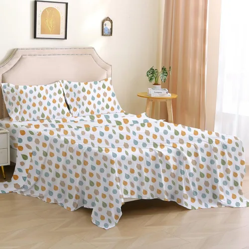 Miniatura 51 de Viviland Juego de sábanas de 3 piezas con estampado botánico de mariposas y flores rosas y moradas, sábanas de microfibra suave y transpirable