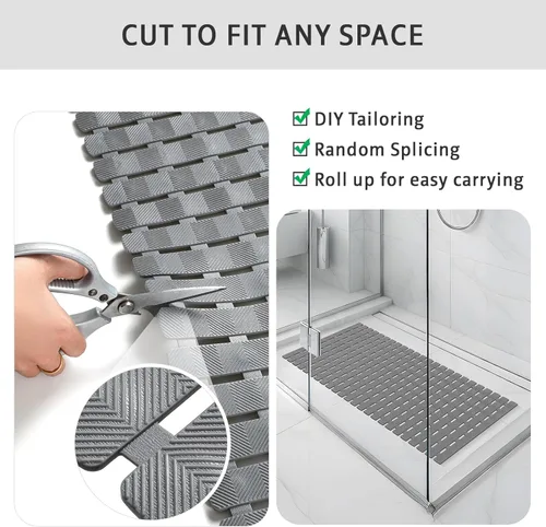 Miniatura 6 de XIYUNTE Tapete de ducha antideslizante para bañera, tapete de baño de PVC de 40 x 16 pulgadas, tapete de ducha antideslizante para ducha