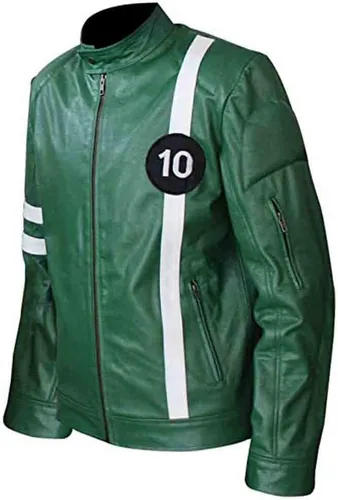 Miniatura 4 de Green Ben-10 - Chaqueta de motociclista para adultos Tennyson Alien Swarm Ryan Kelly de piel sintética ultra suave
