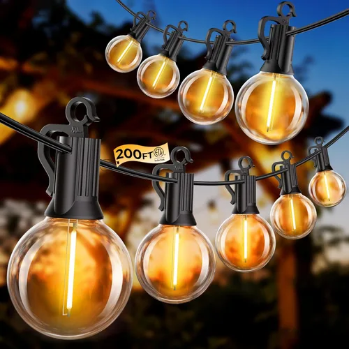 Miniatura 12 de Guirnalda de luces para exteriores, 25 pies, 12 bombillas LED, IP65, impermeable, conectable, G40, luz de patio exterior para patio trasero, porche