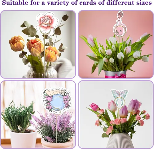 Miniatura 6 de Mabor 20 portatarjetas de metal con diseño floral, clips para números de mesa, soporte para tarjetas de metal dorado, para arreglos florales, bodas