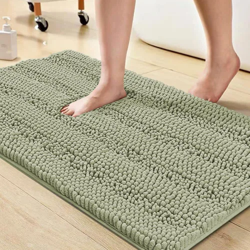 Miniatura 48 de Turquoize Alfombras de Baño de Chenilla Peludas Alfombra de Baño Antideslizante Gruesas Alfombras Peludas para Baño Chenilla Juego de Alfombra