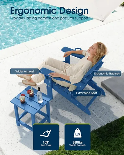 Miniatura 4 de MUCHENGHY Sillas Adirondack plegables HDPE resistentes a la intemperie, sillas para fogata de patio, silla exterior resistente, sillas de césped